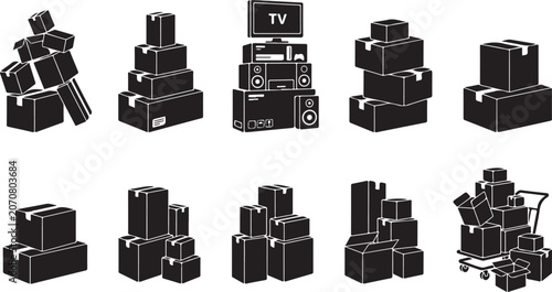 Gift Box Stack Silhouette Set for Holiday Sale Packaging and Retail Present Display