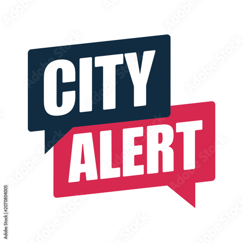 City alert text inside speech bubble notification icon