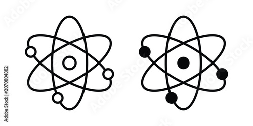 Obraz na płótnie Atom icon silhouette and outline pack