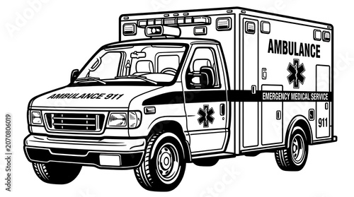 Ambulance vehicle emergency medical service illustration