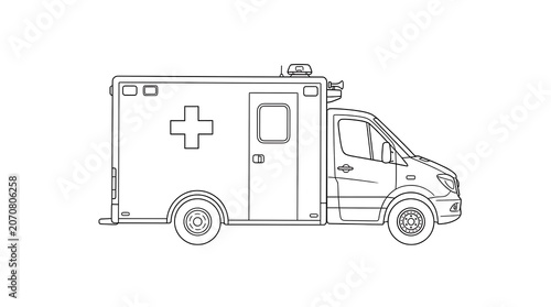 Ambulance vehicle side view illustration
