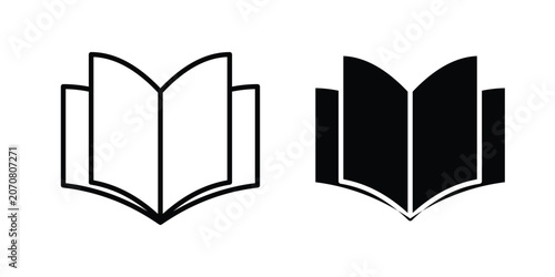 Foto Open textbook icon silhouette and outline pack