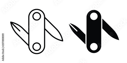 Obraz na plátně Swiss Knife icon silhouette and outline pack