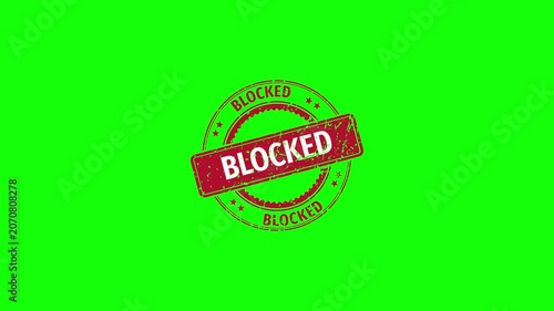 A red blocked stamp Animation with Grunge Distressed Texture on green screen background