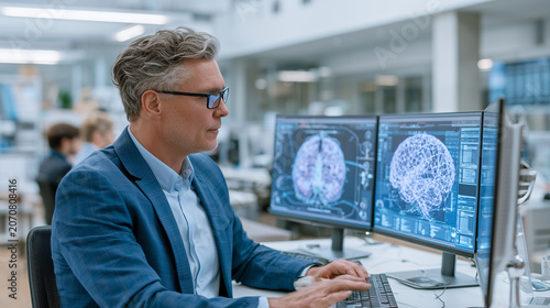 Business professional using artificial intelligence assistant for workflow optimization, AI productivity, digital transformation, modern office, business automation, enterprise tec