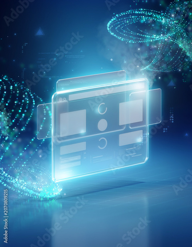 Modern AI technology interface appearing from digital particles