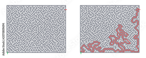 Konstfotografi Rectangular maze for adults, medium difficulty printable logic game, find the wa