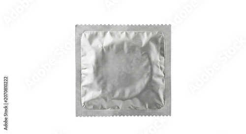 Фотография Blank silver foil square condom packet packaging mockup