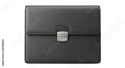 Premium black textured leather folder case with metal clasp