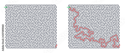 Принти на полотні Hexagonal maze for adults, challenging printable logic game, find the way from s