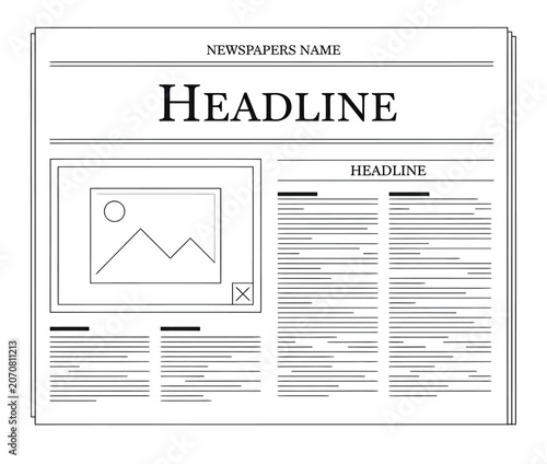 Tableau sur toile Minimal Newspaper Front Page Design with Headlines and Photo Space