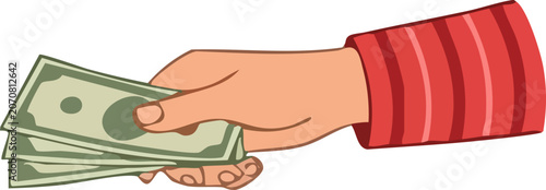Tableau sur toile Hand giving money to another hand bribe or payment concept Vector