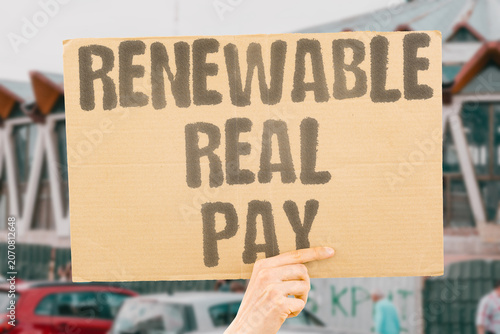 Quadro em tela "Renewable real pay" Clean energy provides living wages