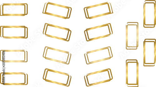 Frames vector collection with abstract luxury gold brush outline style for branding