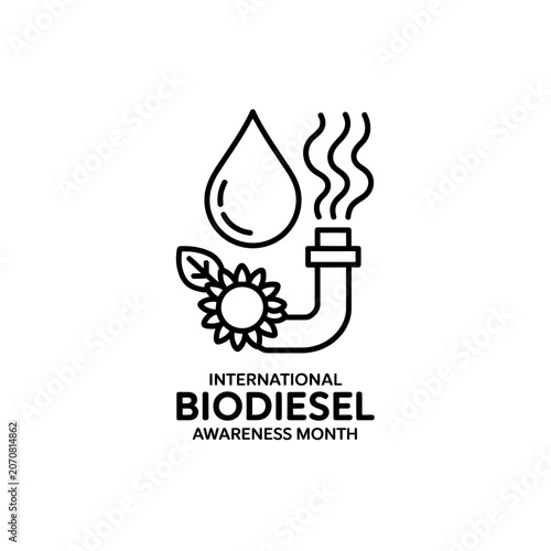 International biodiesel awareness month linear design. vector illustration, oil drop.