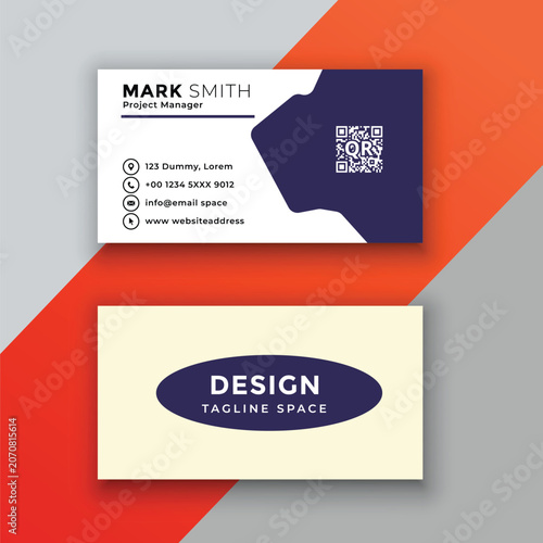Business cards with QR code and sample text
