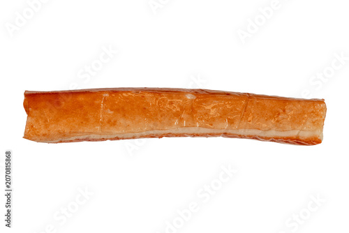 Schilderij op canvas Moist imitation crab stick surimi seafood texture isolated macro