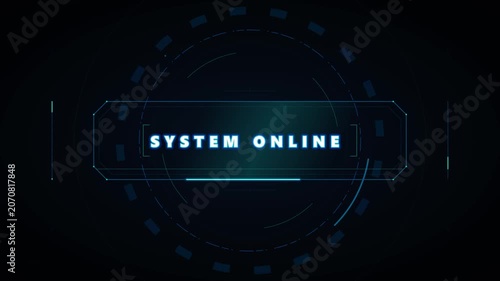 System online digital hud interface animation with futuristic tech data overlay technology