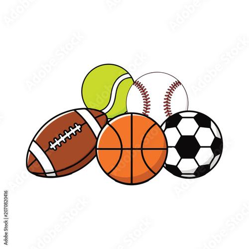 Collection of Various Sports Balls Vector Illustration