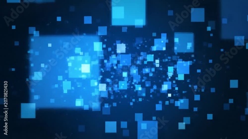 Abstract Blue Geometric Particles Explosion Motion Background