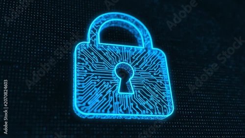 Digital Lock Icon Formation - Cyber Security Concept