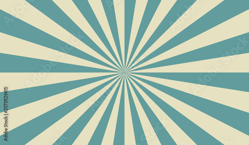 Sun ray circus. Sun rays retro background. Radial vintage burst. Soft light stripe. Sunburst pattern. Beams line. Striped aging effect texture. Old poster. Starburst strips bg. Vector illustration