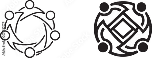Photos Collaboration icon set with communication and teamwork symbols