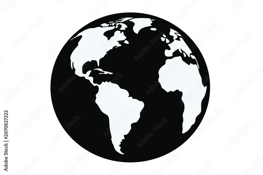 Obraz premium globe earth icon vector illustration, earth icon silhouette vector