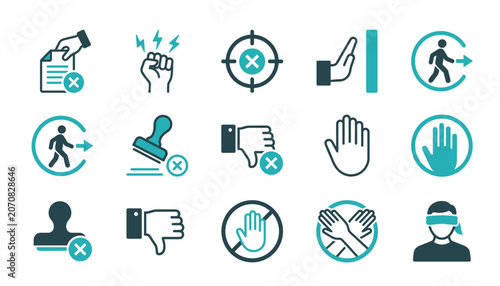 Fotografia Rejection and prohibition transparent icon vector set