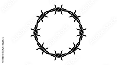 Photos Barbed Wire Circle Frame Vector Design