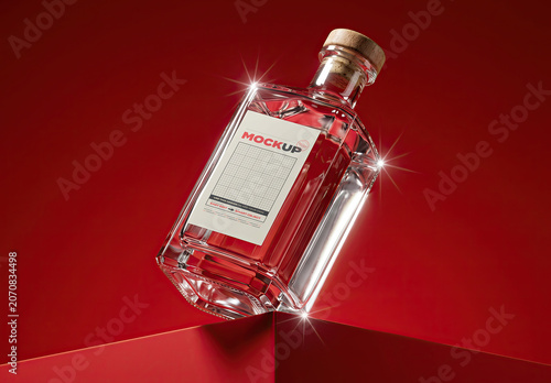 Balance Spirit Bottle Label Mockup Shine Effect