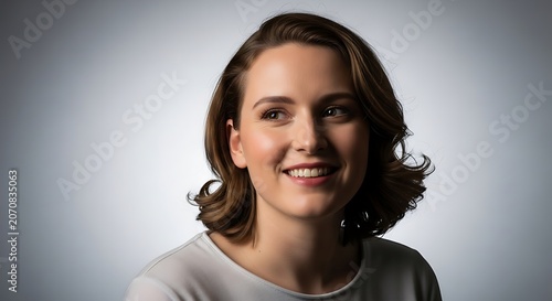 Smiling young woman with brown hair