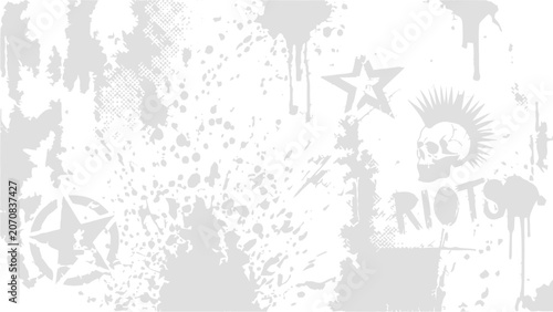 Tableau sur toile Abstract punk rock design element set with skull star and text vector illustration