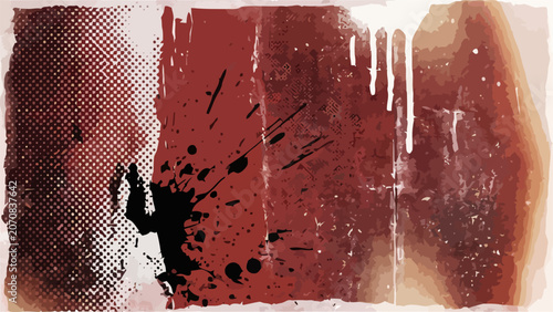 Foto Intense red abstract grunge background with paint drips and ink marks vector illustration