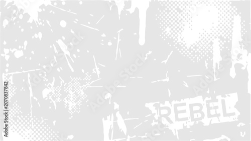 Bild auf Leinwand Grunge vector background with halftone textures and rebel typography design vector illustration