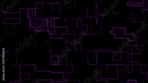 Neon purple lines forming geometric shapes on black background