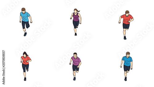 Fotografija People are running together outdoors in the city streets quickly
