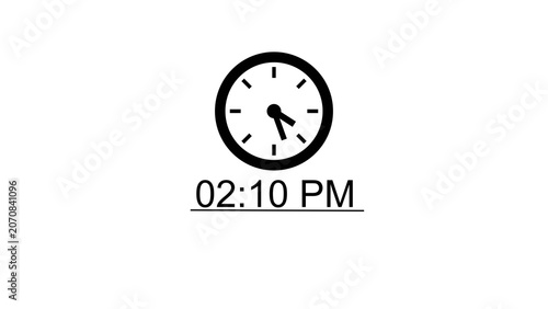 Fotografia Minimalistic clock icon representing the exact time of two ten in the afternoon