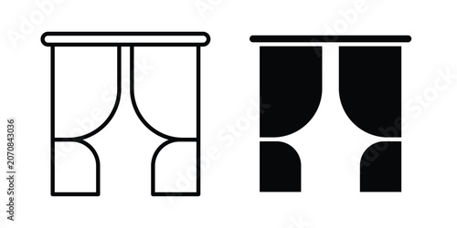 Fotografie Curtains icon. Set of black vectors