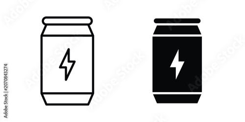 Foto Energy drink icon. Set of black vectors