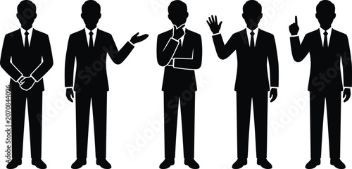 Schilderij op canvas Set of silhouettes of businessmen in suits in various poses