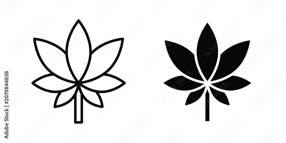 Obraz premium Weed icon. Set of black vectors