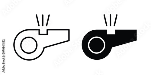 Cuadro en lienzo Whistle icon. Set of black vectors