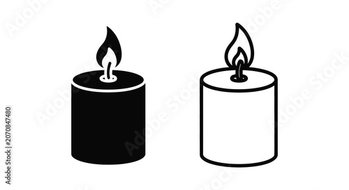 Photos Candle Silhouette Icons With Flames Black And White Graphic