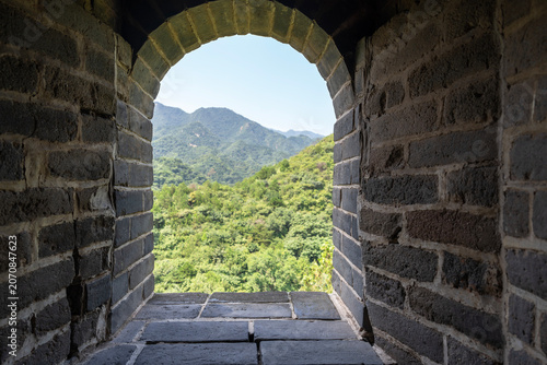 Inside watchtower in The Great Wall of China or Ten-Thousand Mile Long Wall or the Chinese wall. Series of fortifications in China