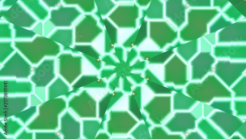 Green mosaic pattern with geometric shapes for design