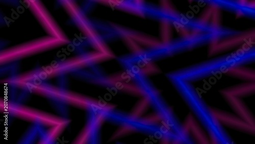 Neon zigzag lines in pink and blue on dark background