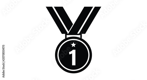 Tablou pe pânză First Place Medal Silhouette On White Background