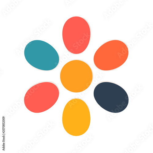 Abstract colorful geometric shapes arranged in a circular pattern