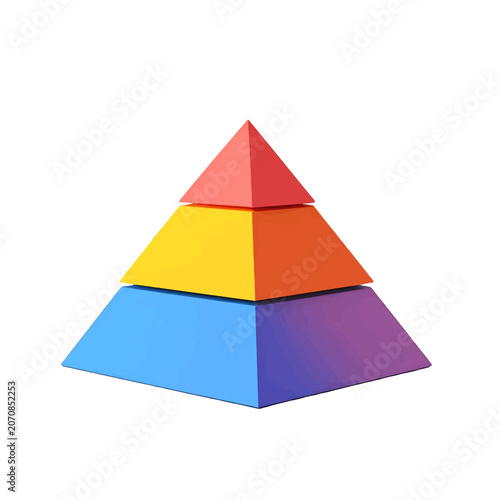 Layered geometric structure with distinct color segments